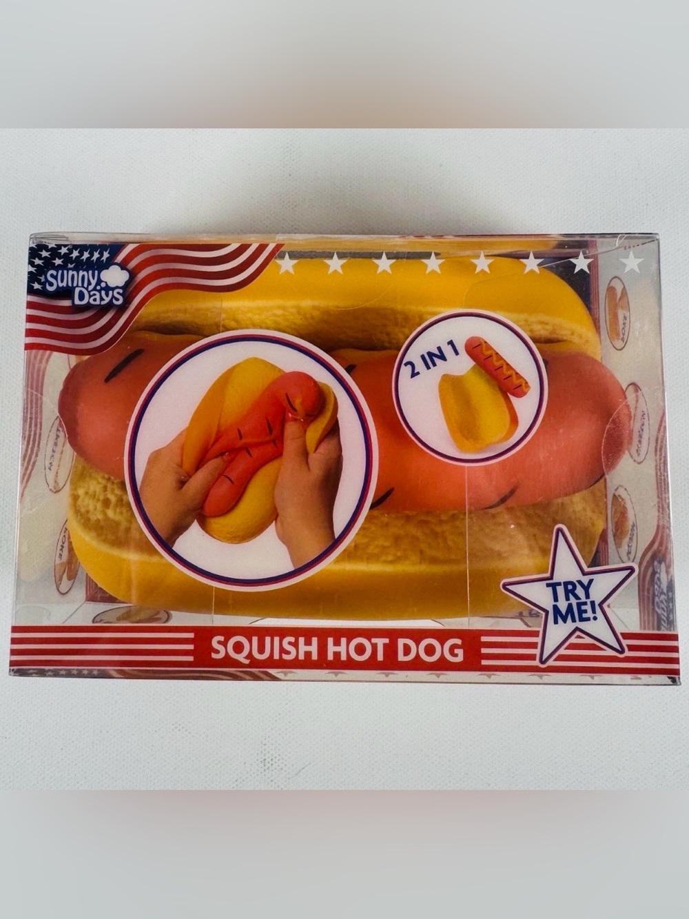 Toymendous Sunny Days Jumbo Hot Dog Squish Sensory Viral Squishy Toy TikTok